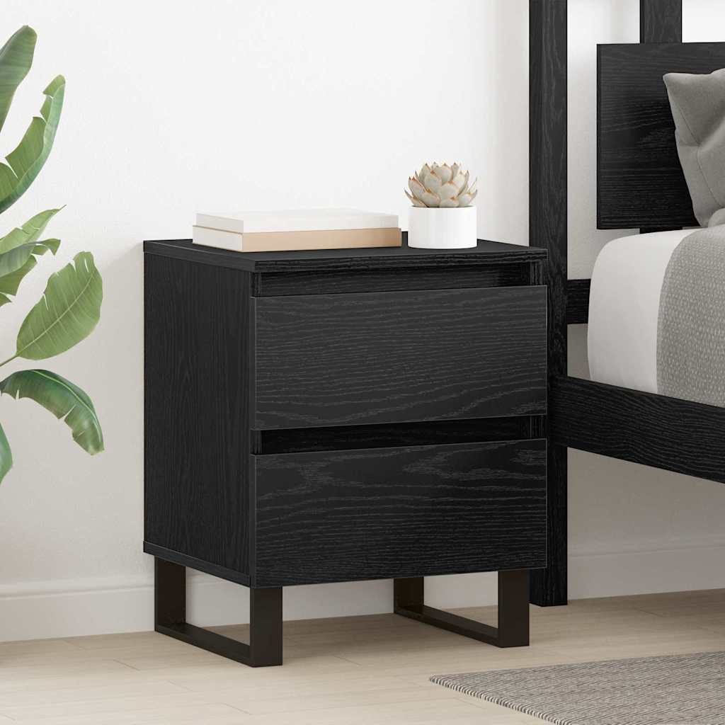 Armadio Da Notte Rovere Nero 40 X 35 X 50 Cm Legno Multistrato