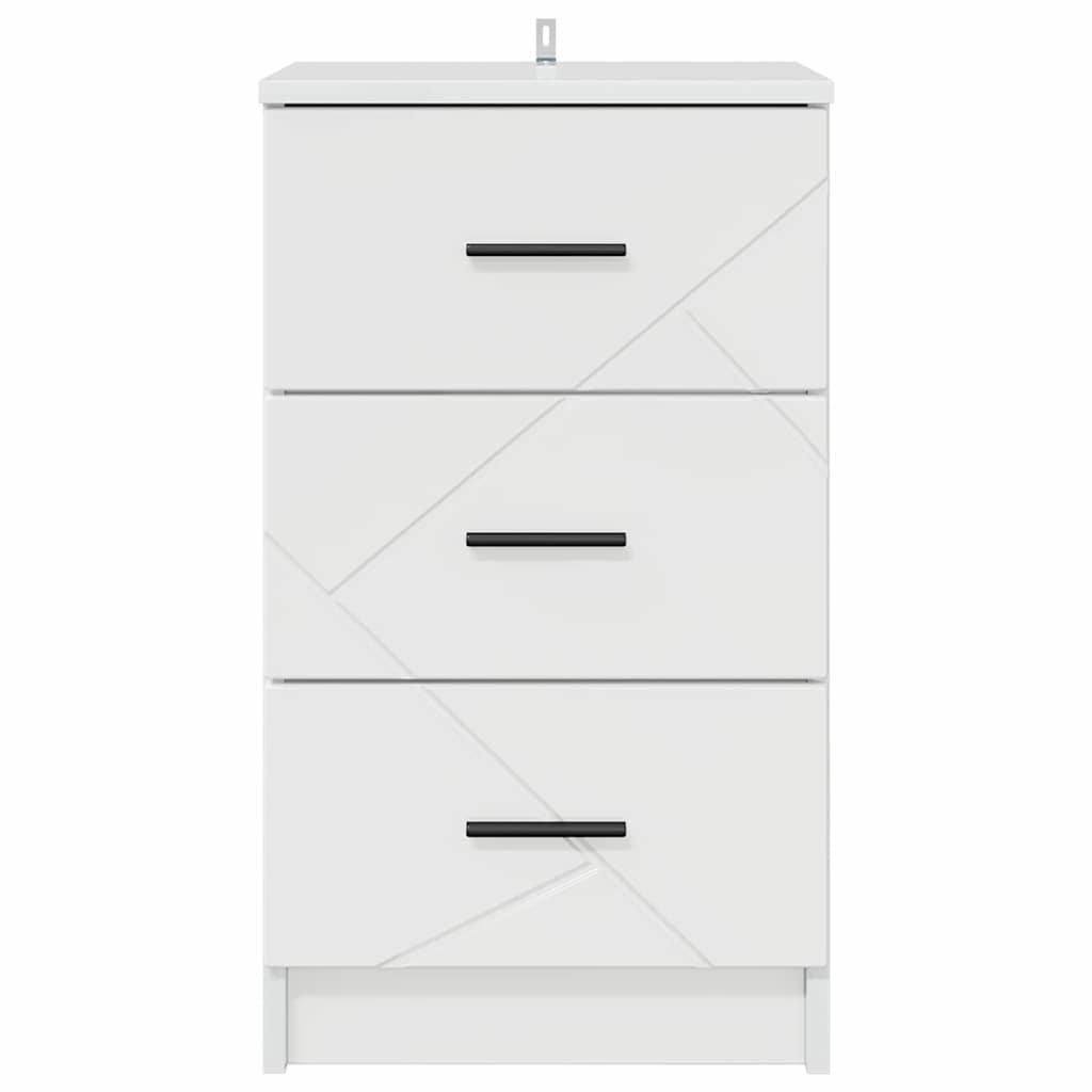 Armadio Da Notte Con Cassetto Bianco Lucido 38 X 38 X 66 cm - Image 6