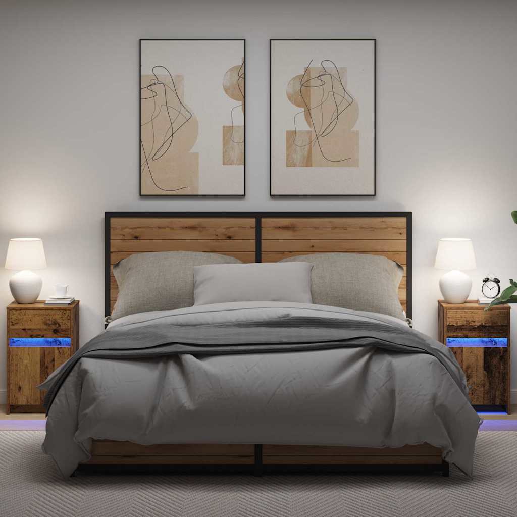 Armadio Da Letto Led 2 Pcs Legno Vecchio 38 X 34 X 61 cm