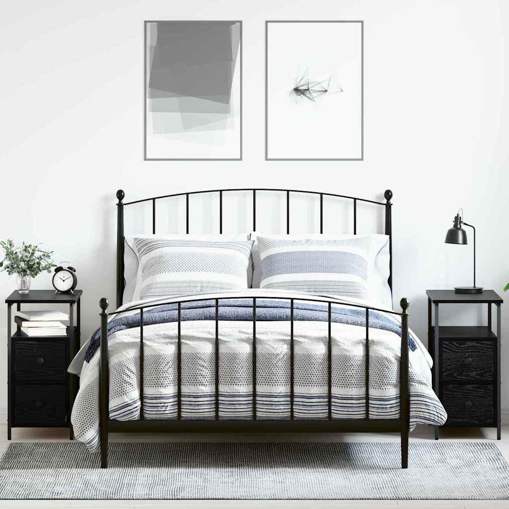 Armadio Da Notte Con Cassetto 2 Pcs Rovere Nero 30 X 60 X 60 cm