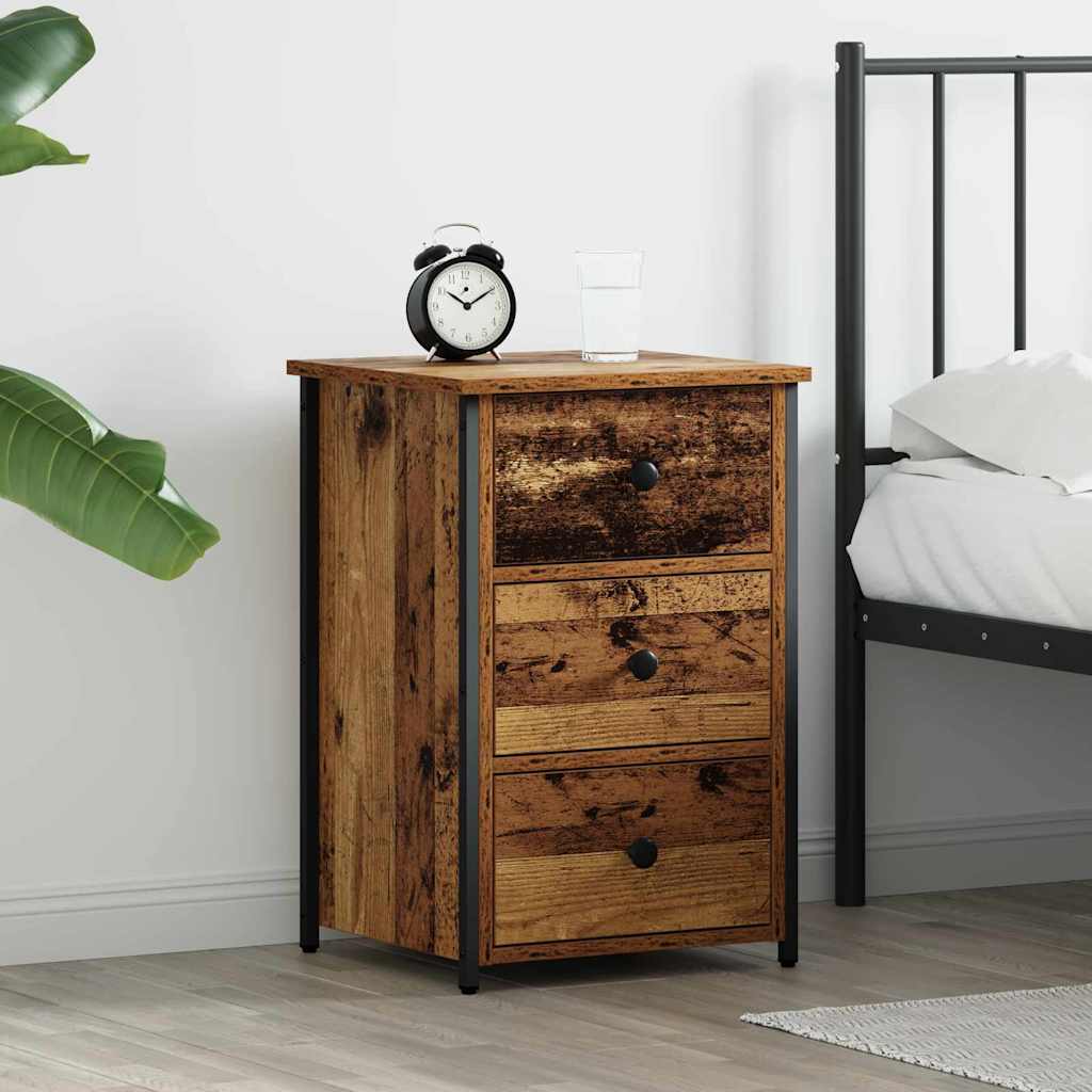 Armadio Da Notte Con Cassetto Marrone Legno Recuperato Massello