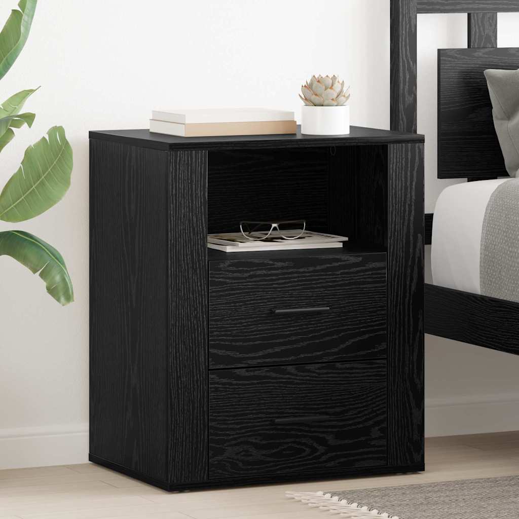 Armadio Da Notte Rovere Nero 50 X 36 X 60 Cm Legno Multistrato
