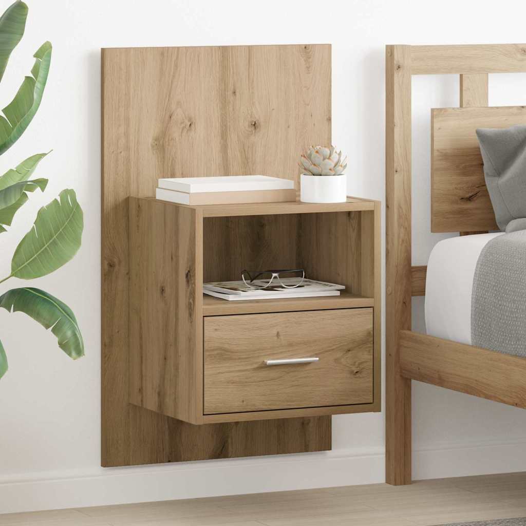 Armadietto Per Letto Con Cassetto 2 Pcs Rovere Artigianale