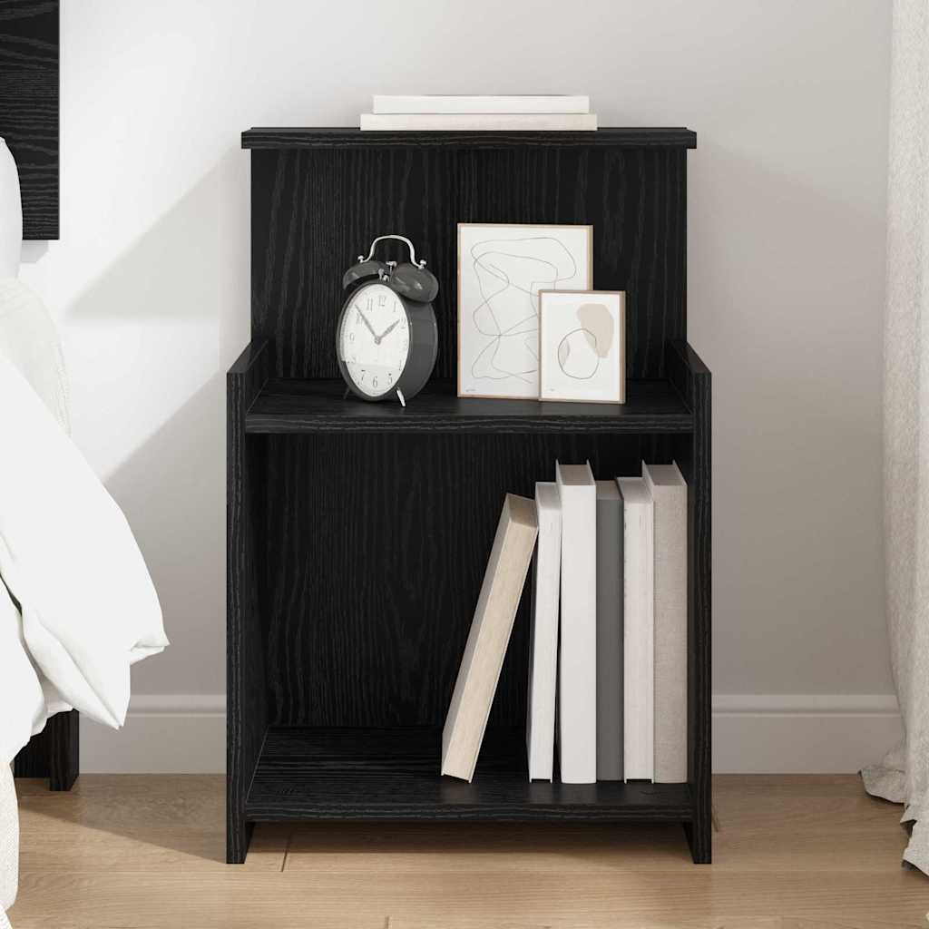 Armadio Da Notte Rovere Nero 40 X 35 X 60 Cm Legno Multistrato