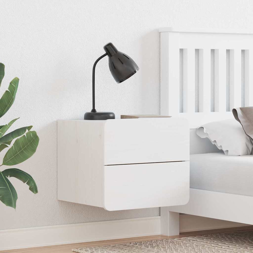 Comodino 2 Pcs Bianco 39 X 34 X 33 Cm Legno Di Pino Massello