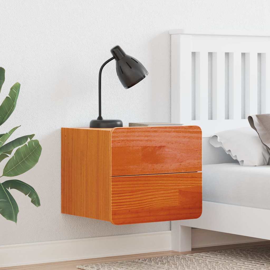 Comodino 2 Pcs Marrone 39 X 34 X 33 Cm Legno Di Pino Massello
