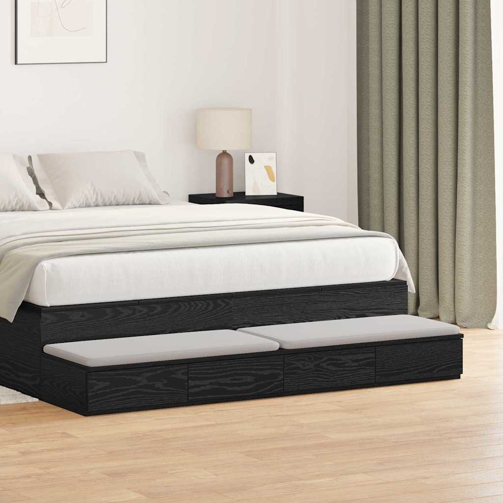 Cassetti Per Letto Rovere Nero 135 X 36.5 X 16.5 cm