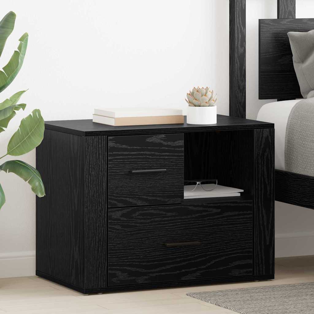 Armadio Da Notte Rovere Nero 60 X 36 X 45 Cm Legno Multistrato