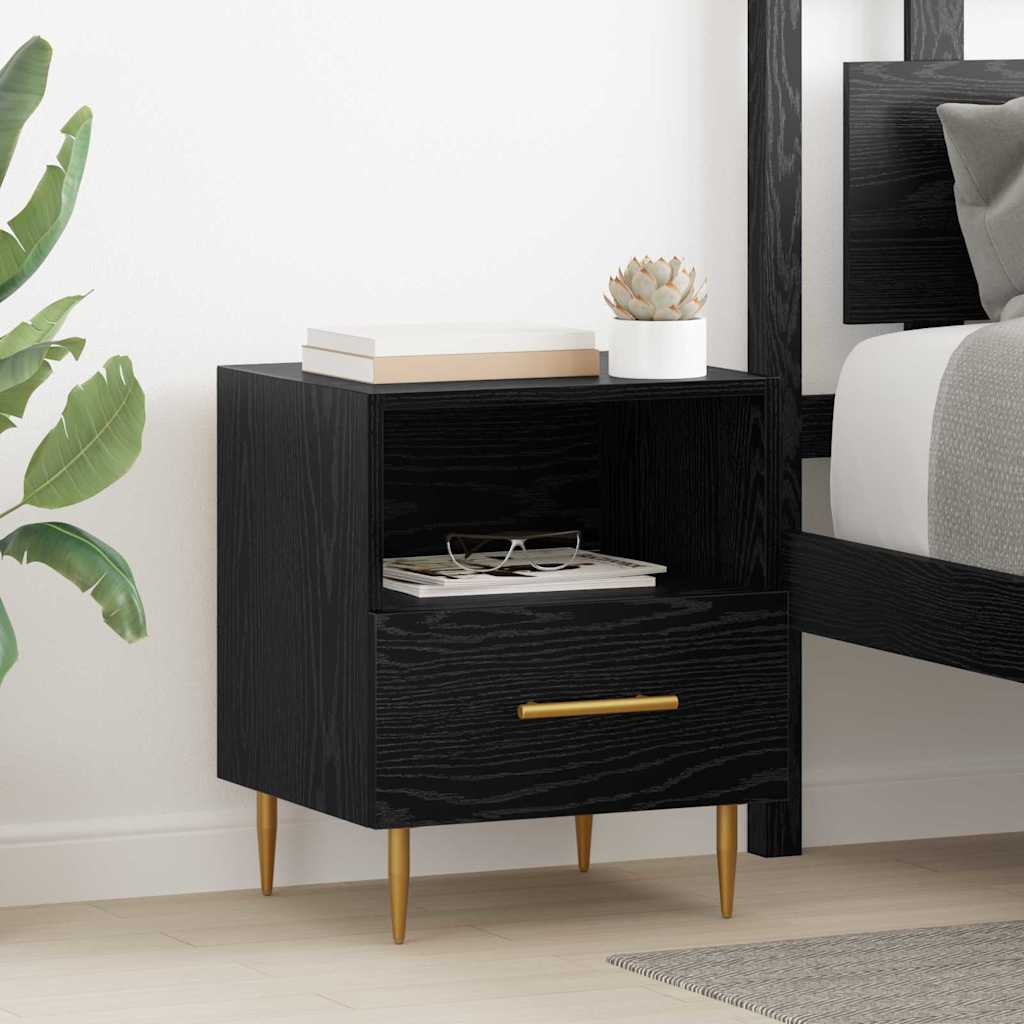 Comodino 2 Pcs Nero 40 X 35 X 47,5 Cm Legno Multistrato