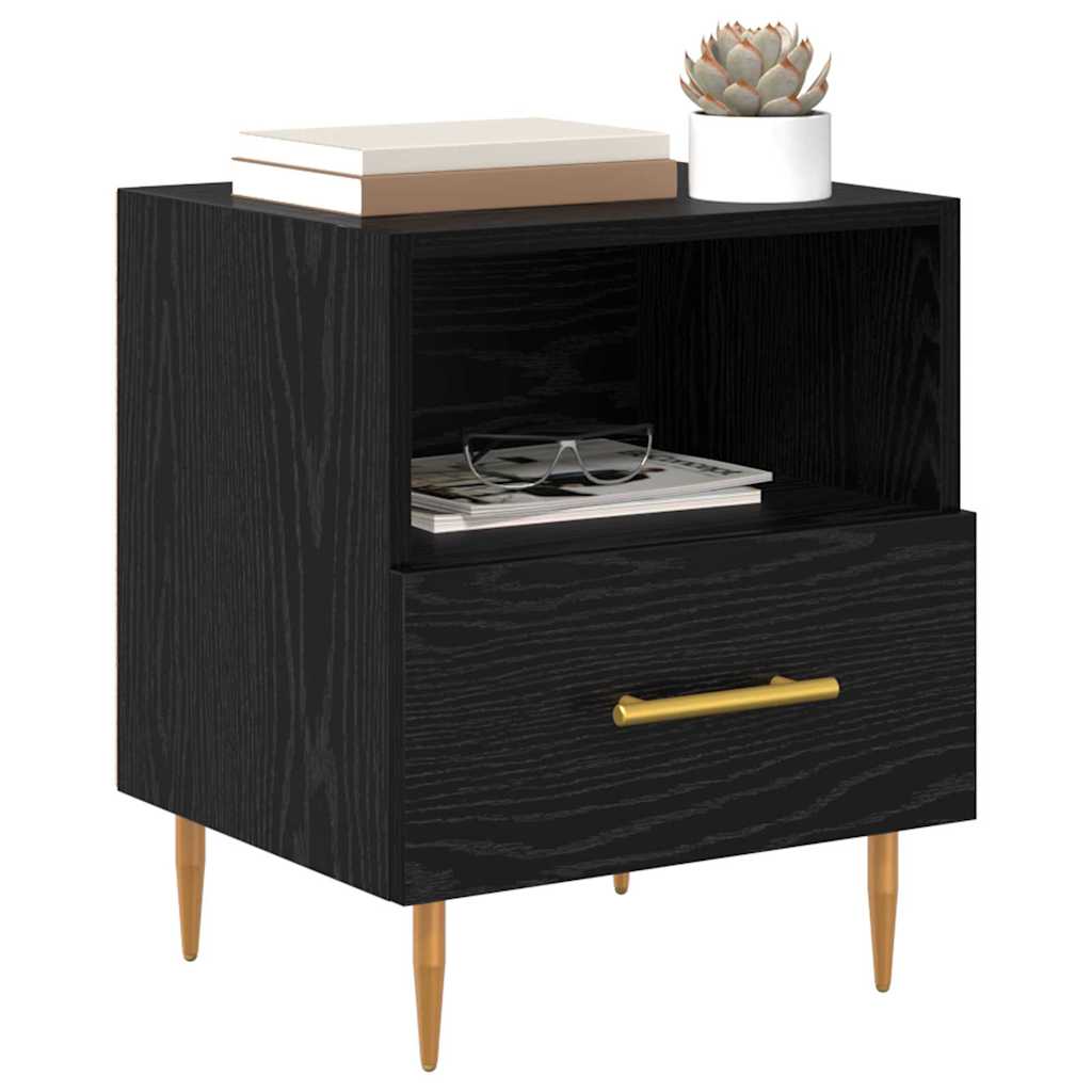 Comodino 2 Pcs Nero 40 X 35 X 47,5 Cm Legno Multistrato - Image 3