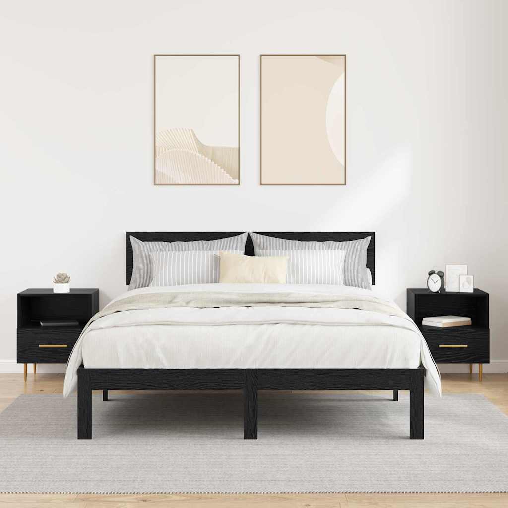 Comodino 2 Pcs Nero 40 X 35 X 47,5 Cm Legno Multistrato - Image 4