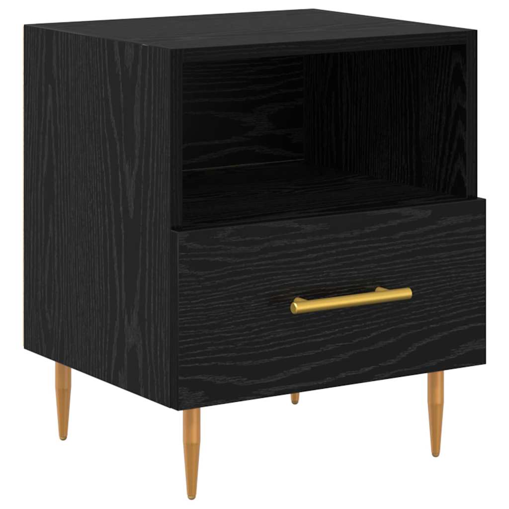Comodino 2 Pcs Nero 40 X 35 X 47,5 Cm Legno Multistrato - Image 5