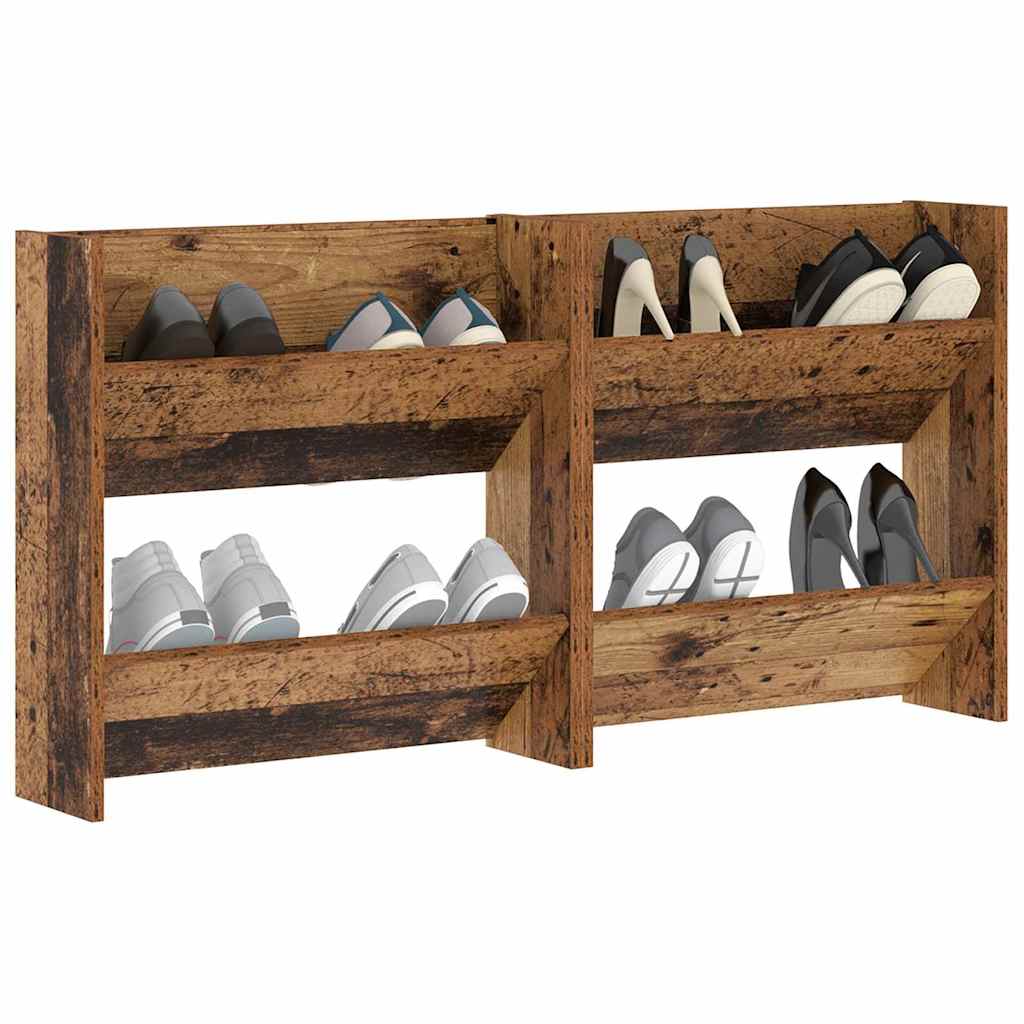 Armadio Per Scarpe Da Muro 2 Pcs Legno Vecchio 60 X 18 X 60 cm - Image 3