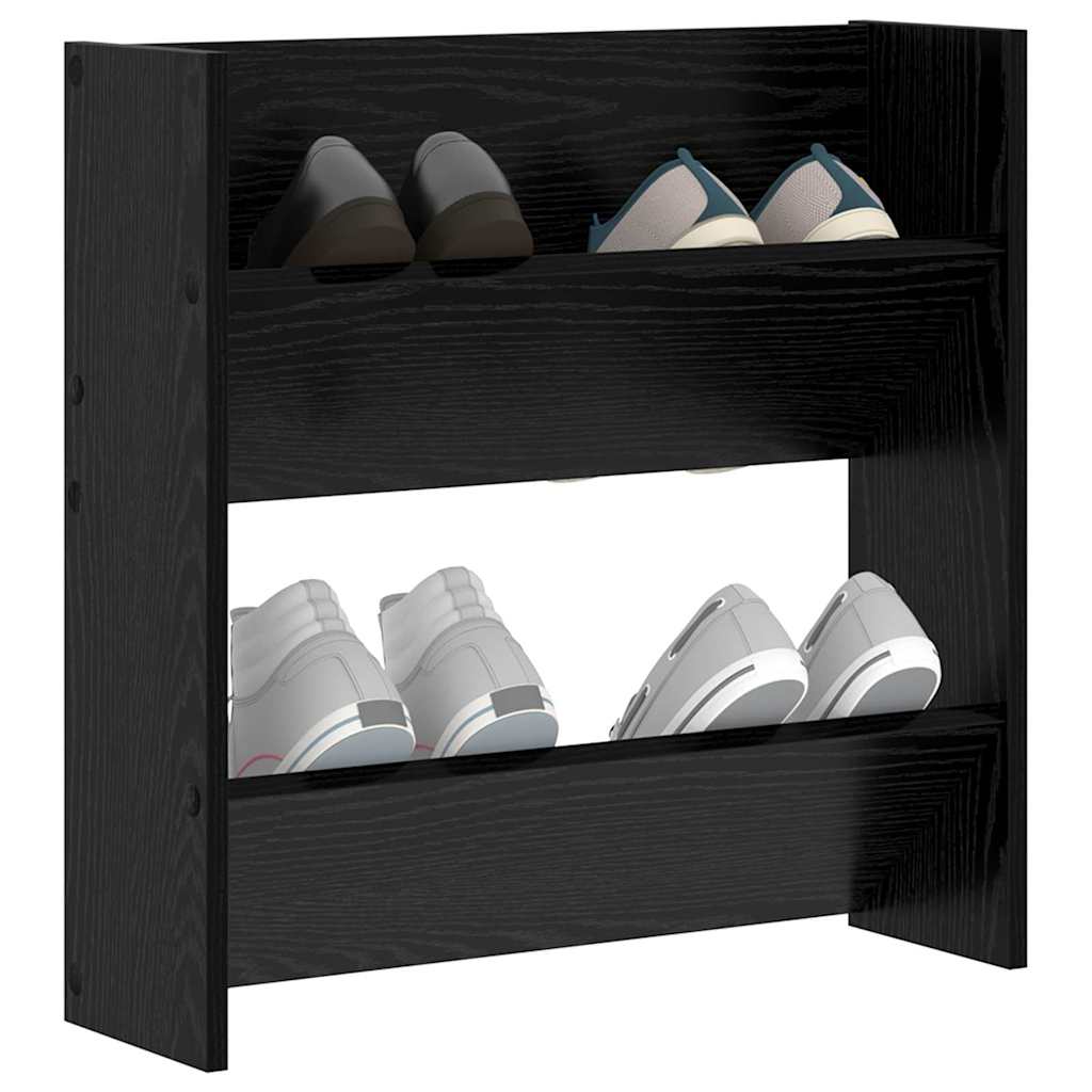 Armadio Per Scarpe Da Muro Rovere Nero 60 X 18 X 60 cm - Image 3