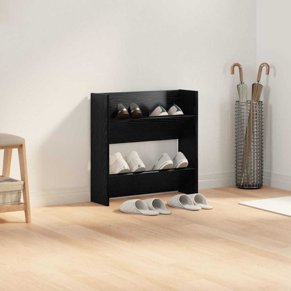 Armadio Per Scarpe Da Muro Rovere Nero 60 X 18 X 60 cm - Image 4