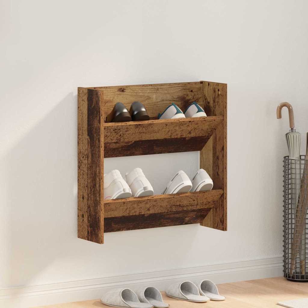 Armadio Per Scarpe Da Muro Legno Vecchio 60 X 18 X 60 cm