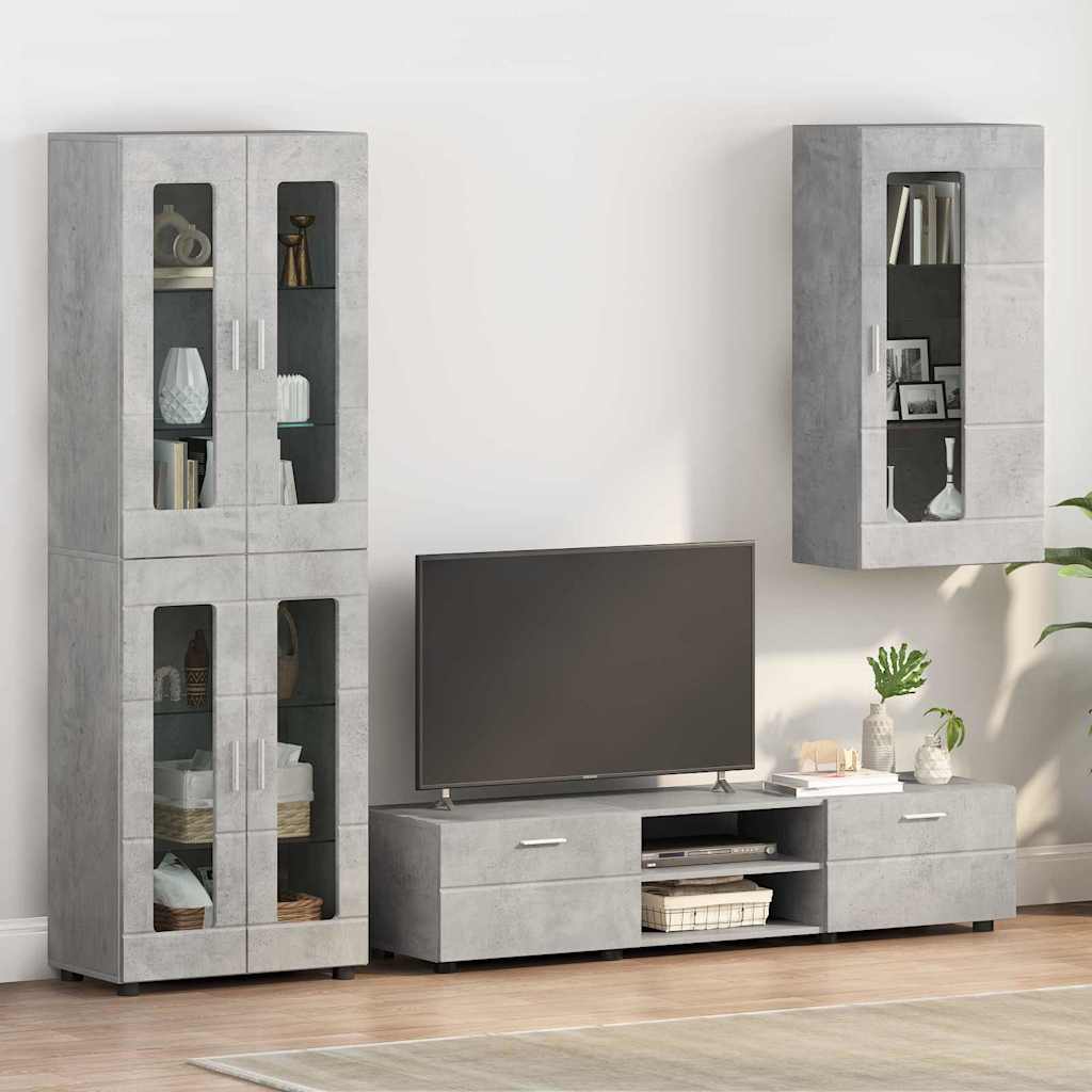 Mobile A Muro Grigio Cemento 55 X 29 X 100 Cm Legno Multistrato