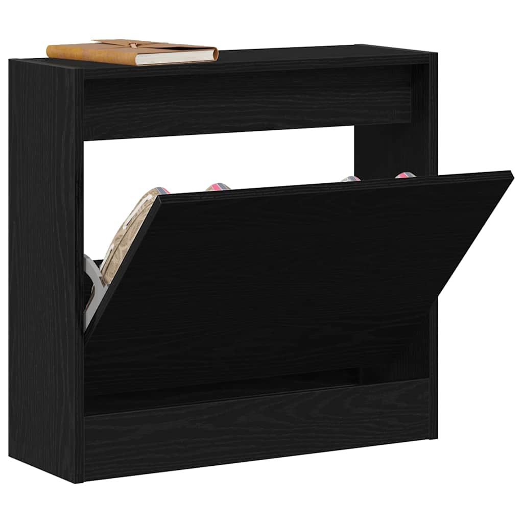 Armadio Per Scarpe Con Porta Rovere Nero 60 X 21 X 57 cm - Image 3