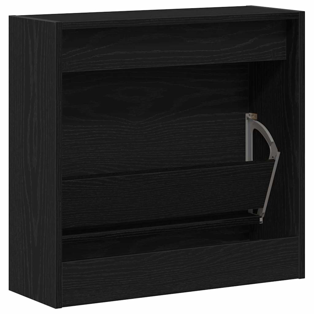Armadio Per Scarpe Con Porta Rovere Nero 60 X 21 X 57 cm - Image 6