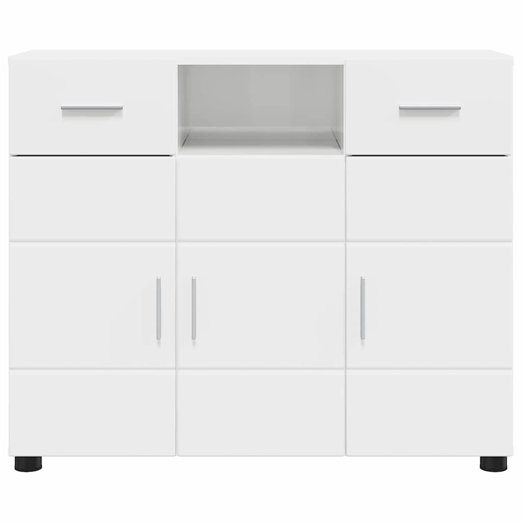Credenza Bianco Lucido 88,5 X 30,5 X 73 Cm Legno Multistrato - Image 6