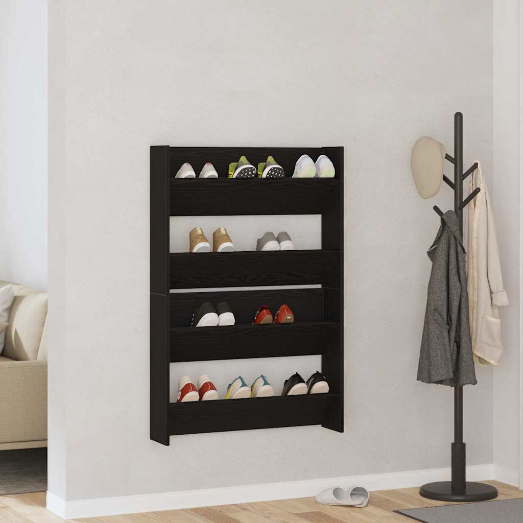 Armadi Per Scarpe Da Muro Altro Rovere Nero Legno Multistrato - Image 4