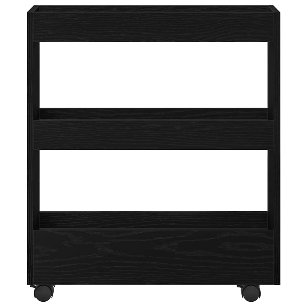 Carrello Di Stoccaggio Stretto Rovere Nero 60 X 18 X 70 cm - Image 5