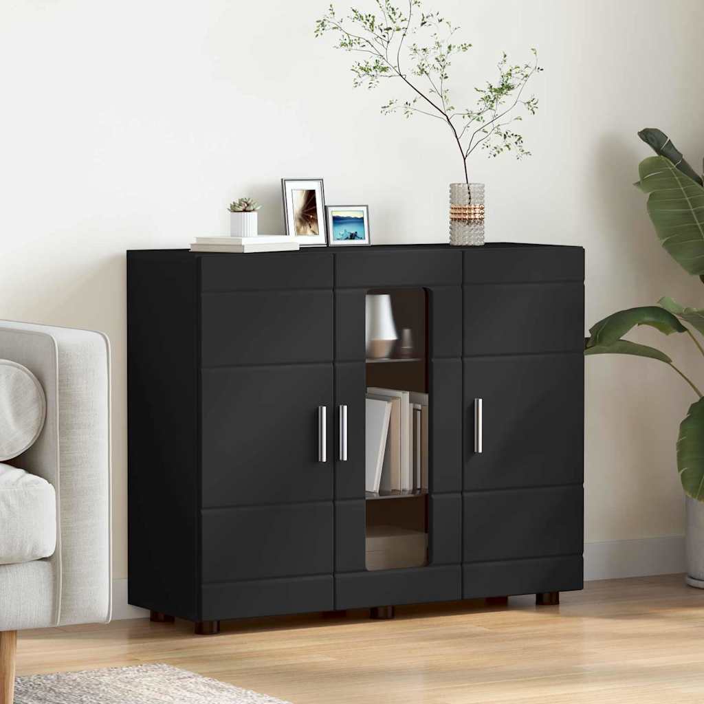 Credenza Con Porta Nero 55,5 X 29 X 100 Cm Legno Multistrato