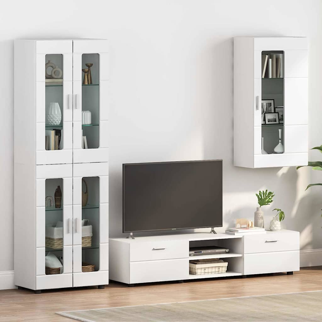 Mobile A Muro Bianco Lucido 55 X 29 X 100 Cm Legno Multistrato