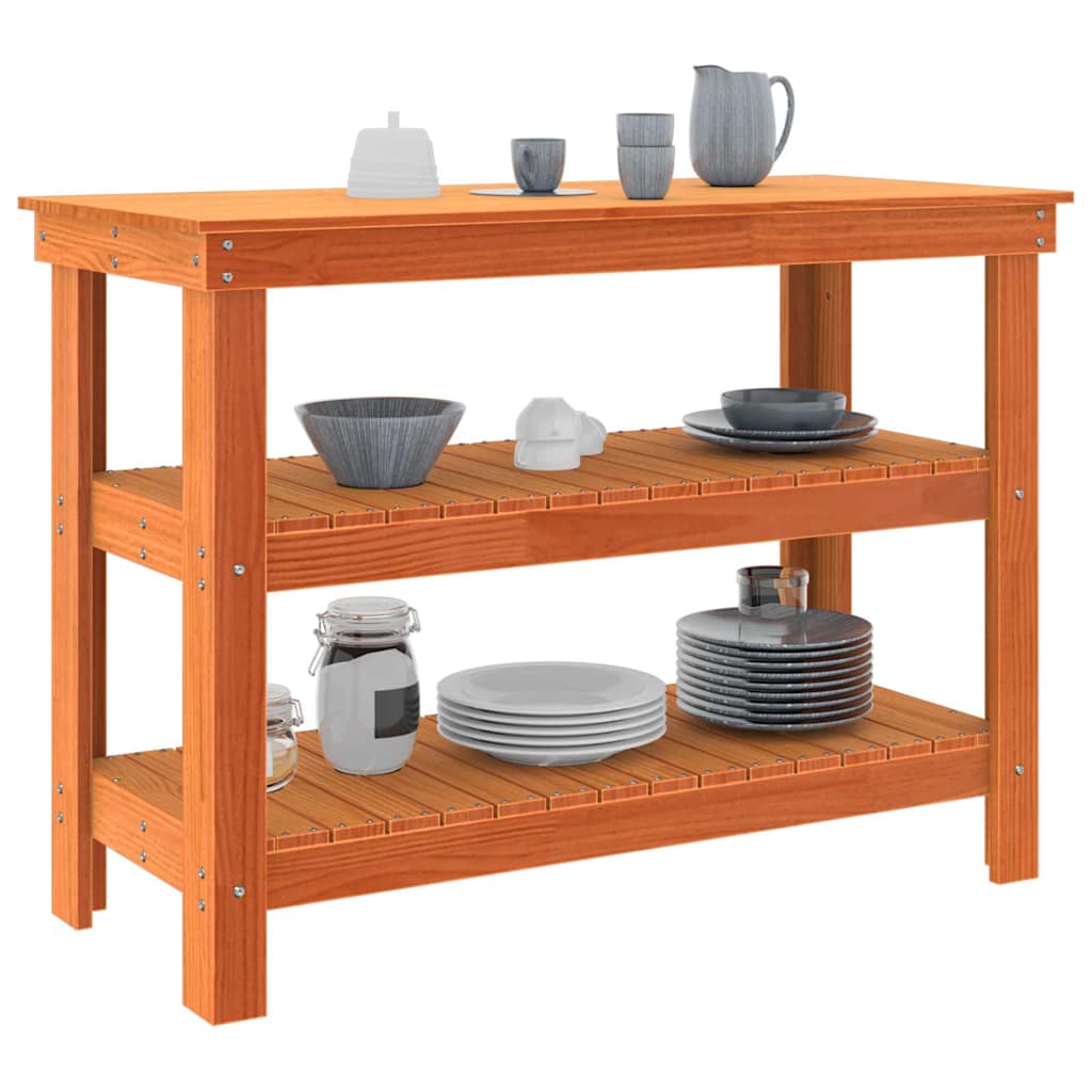 Banco Da Lavoro Con Lo Scaffale Cera Marrone 110,5 X 50 X 80 cm - Image 3