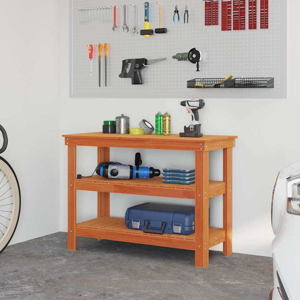 Banco Da Lavoro Con Lo Scaffale Cera Marrone 110,5 X 50 X 80 cm - Image 4