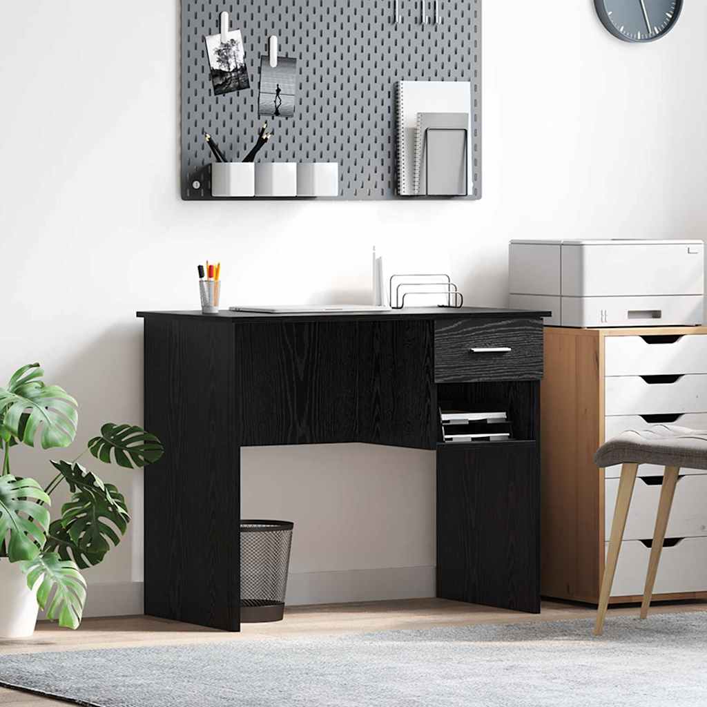 Scrivania Rovere Nero 90 X 49 X 75 Cm Legno Multistrato