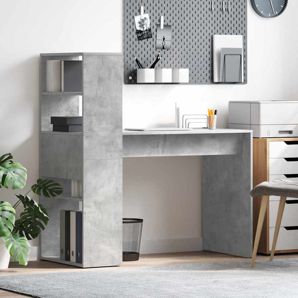 Scrivania Grigio Cemento 113 X 54 X 120 Cm Legno Multistrato