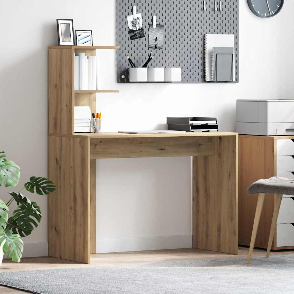 Scrivania Con Lo Scaffale Rovere Artigianale 102 X 50 X 124 cm