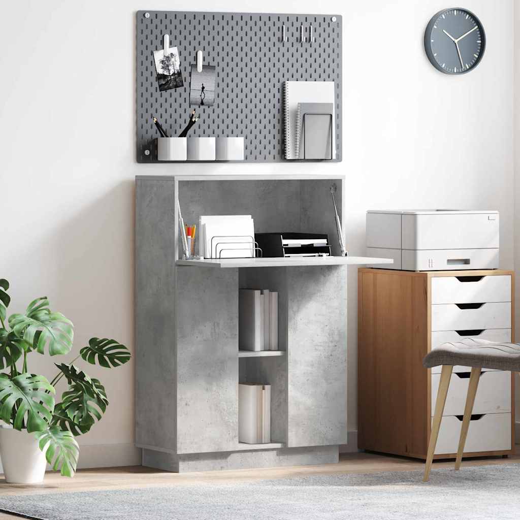 Scrivania Con Lo Scaffale Grigio Cemento 71,5 X 31,5 X 106,5 cm