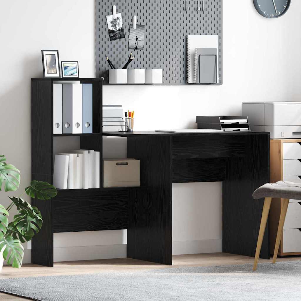 Scrivania Rovere Nero 131,5 X 50 X 106,5 Cm Legno Multistrato