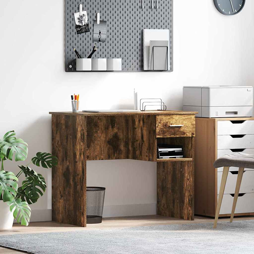 Scrivania Rovere Fumé 90 X 49 X 75 Cm Legno Multistrato