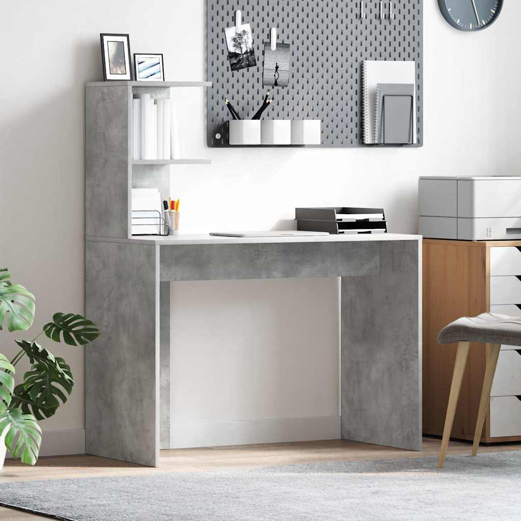 Scrivania Grigio Cemento 102 X 50 X 124 Cm Legno Multistrato