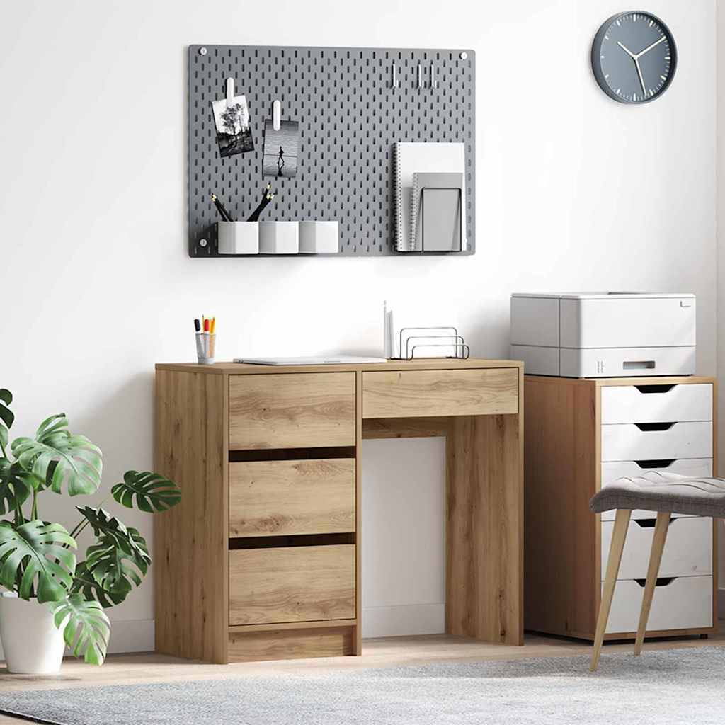 Scrivania Con Cassetto Rovere Artigianale 90 X 37.5 X 75 cm