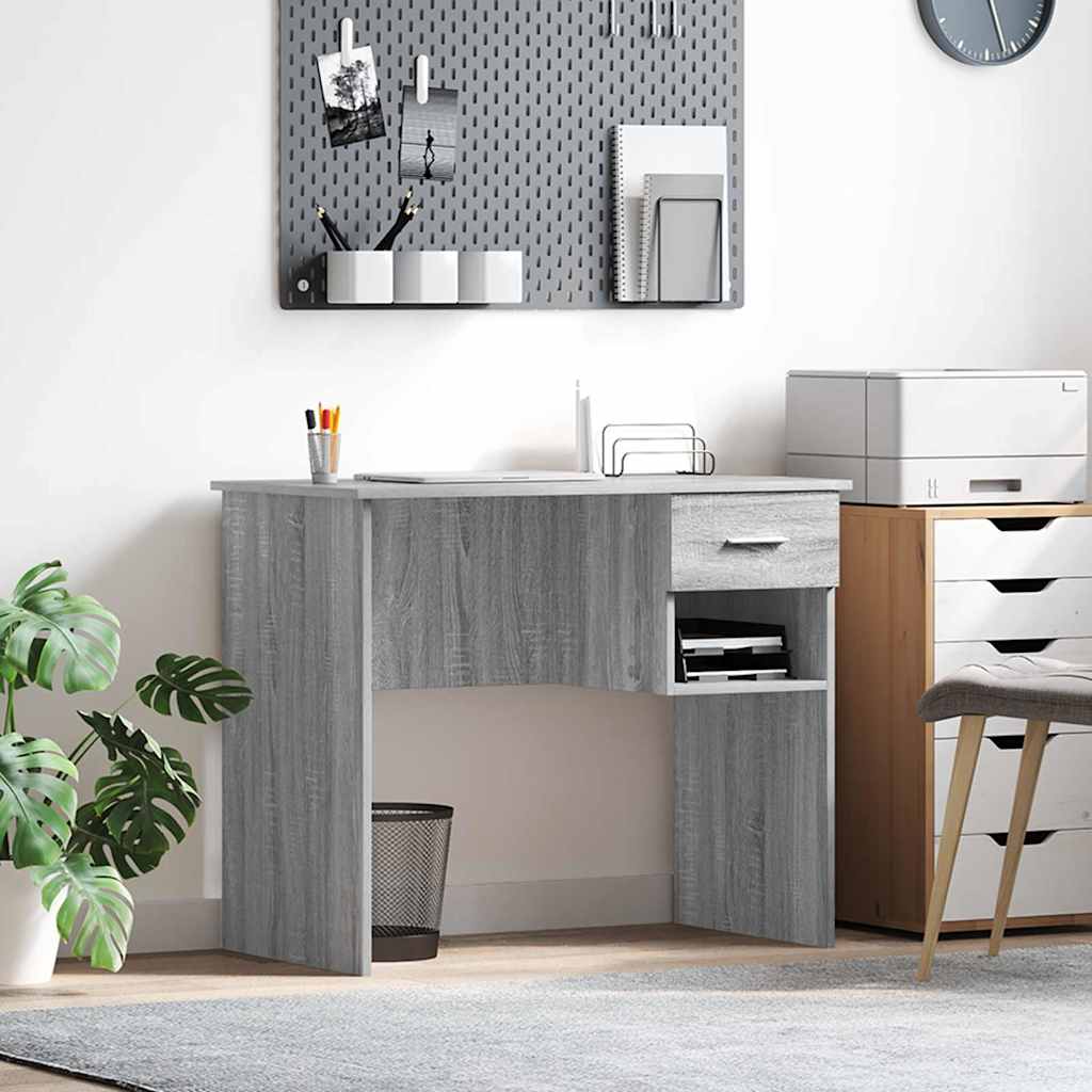 Scrivania Grigio Sonoma 90 X 49 X 75 Cm Legno Multistrato
