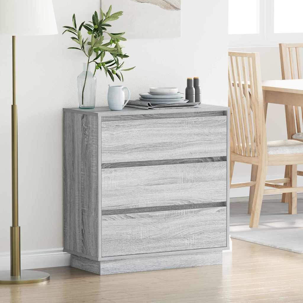 Armadio Da Notte Con Grigio 71 X 34.5 X 75 Cm Legno Multistrato