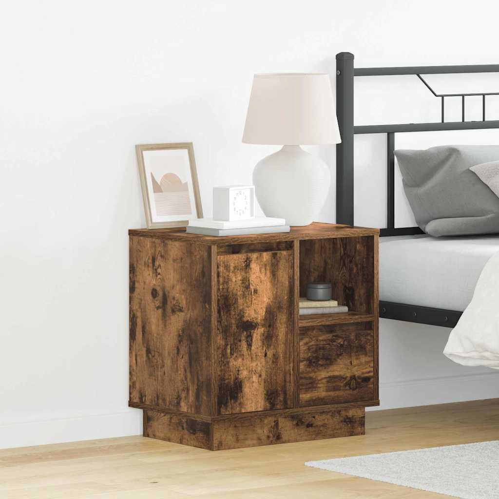 Armadio Da Notte Con Cassetto Rovere Fumo 50 X 34.5 X 50 Cm.