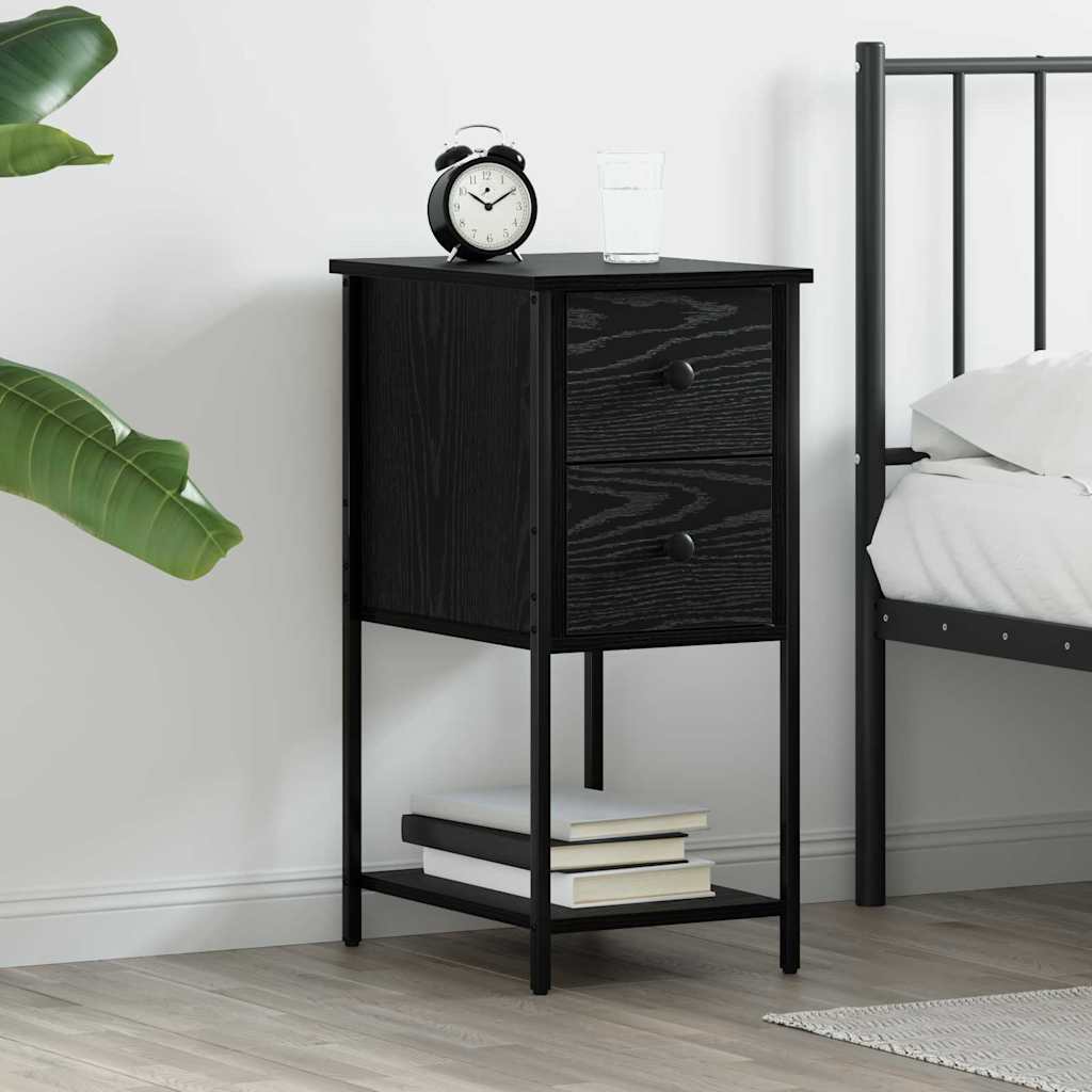Armadio Da Notte Rovere Nero 32 X 42 X 70 Cm Legno Multistrato