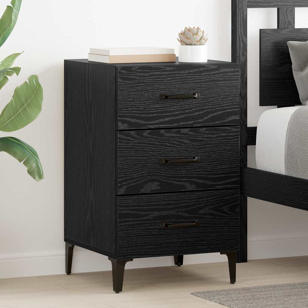 Armadio Da Notte Rovere Nero 40 X 40 X 66 Cm Legno Multistrato