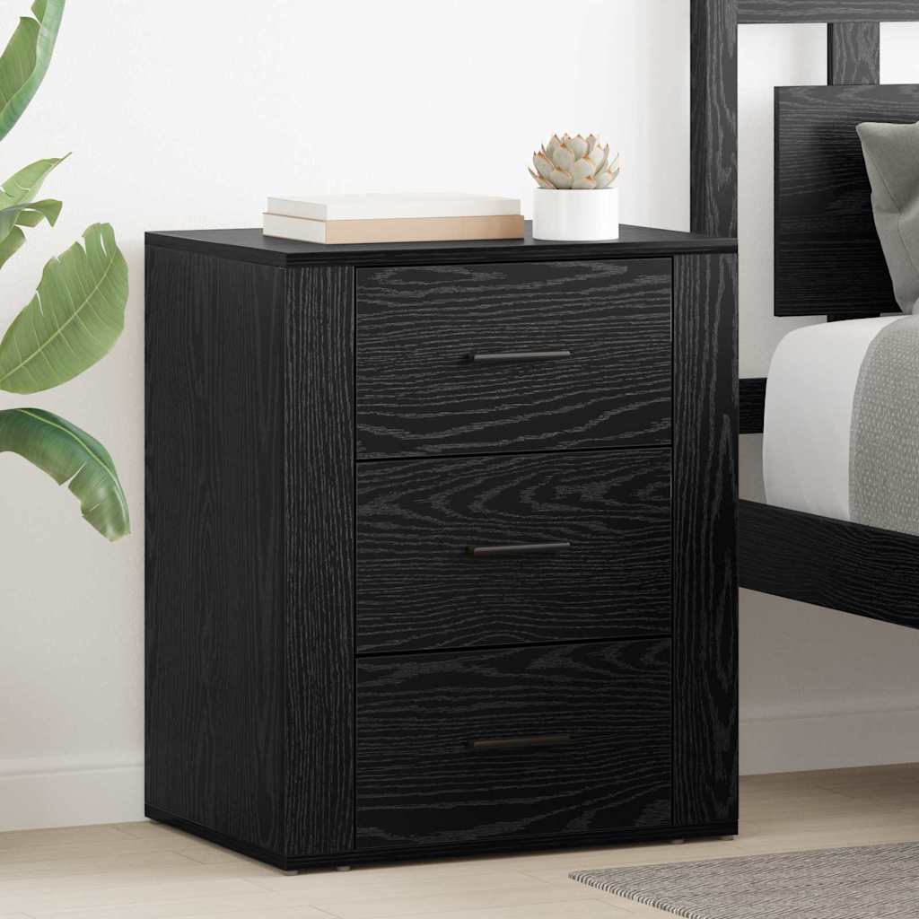 Armadio Da Notte Rovere Nero 50 X 36 X 60 Cm Legno Multistrato