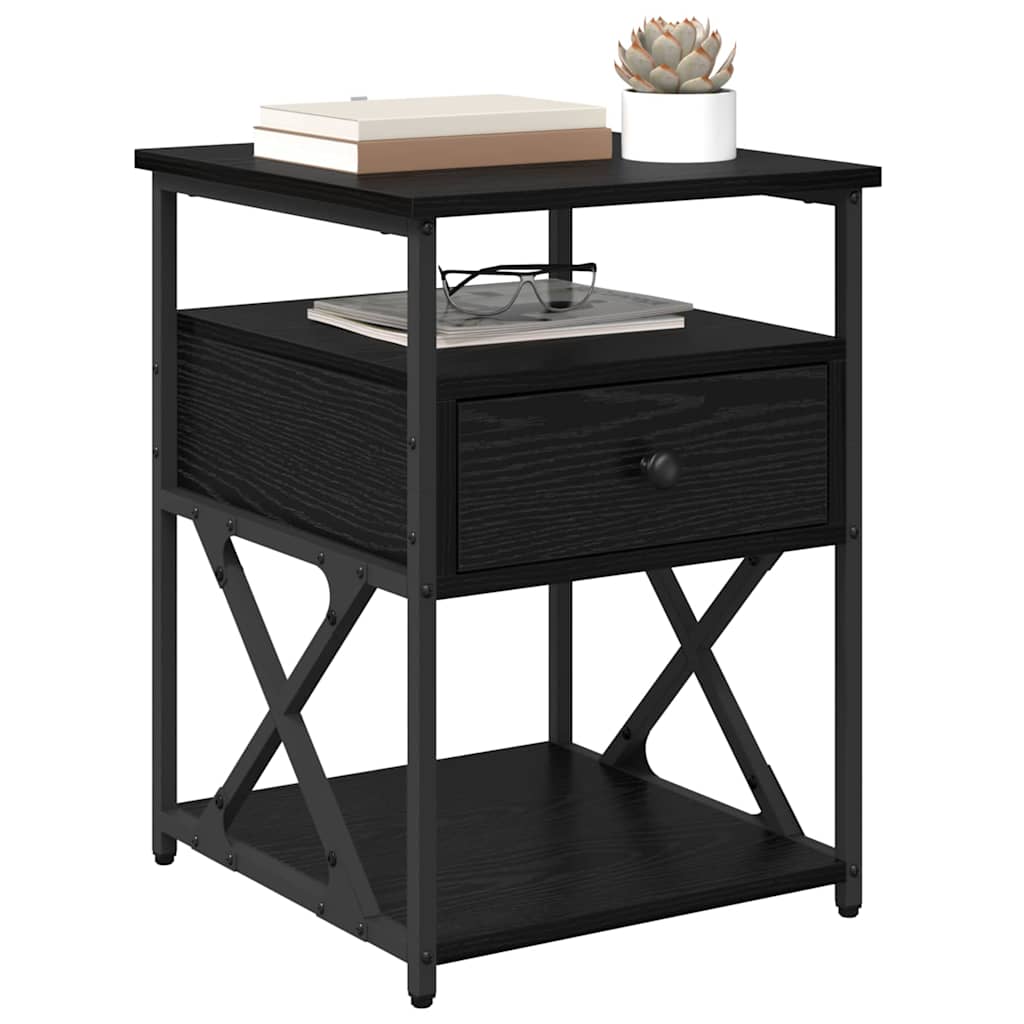 Armadio Da Notte Con Cassetto 2 Pcs Rovere Nero 40 X 42 X 55 cm - Image 3