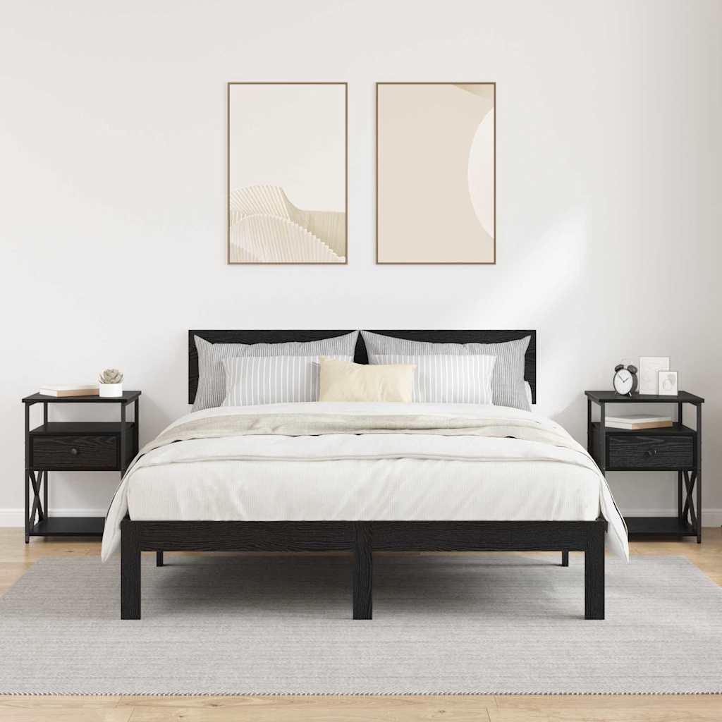 Armadio Da Notte Con Cassetto 2 Pcs Rovere Nero 40 X 42 X 55 cm - Image 4