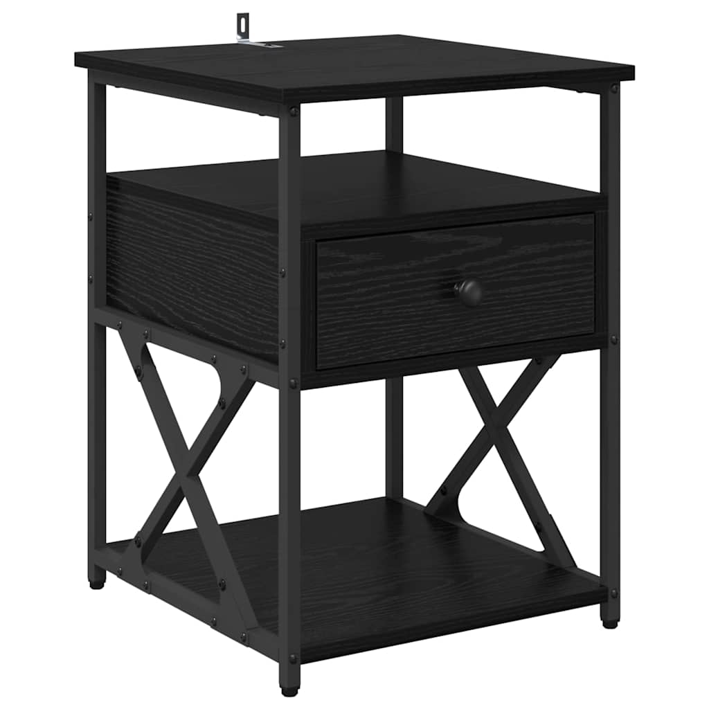 Armadio Da Notte Con Cassetto 2 Pcs Rovere Nero 40 X 42 X 55 cm - Image 6