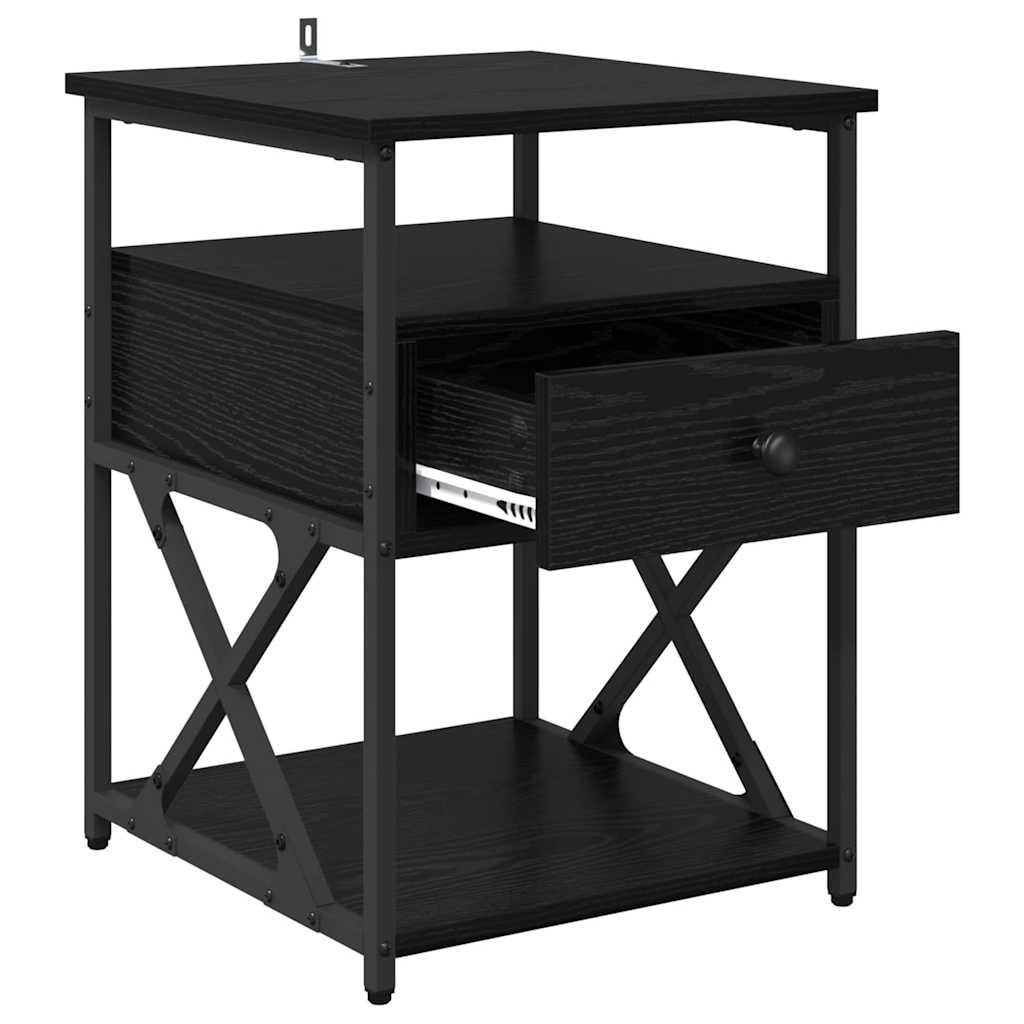 Armadio Da Notte Con Cassetto 2 Pcs Rovere Nero 40 X 42 X 55 cm - Image 5