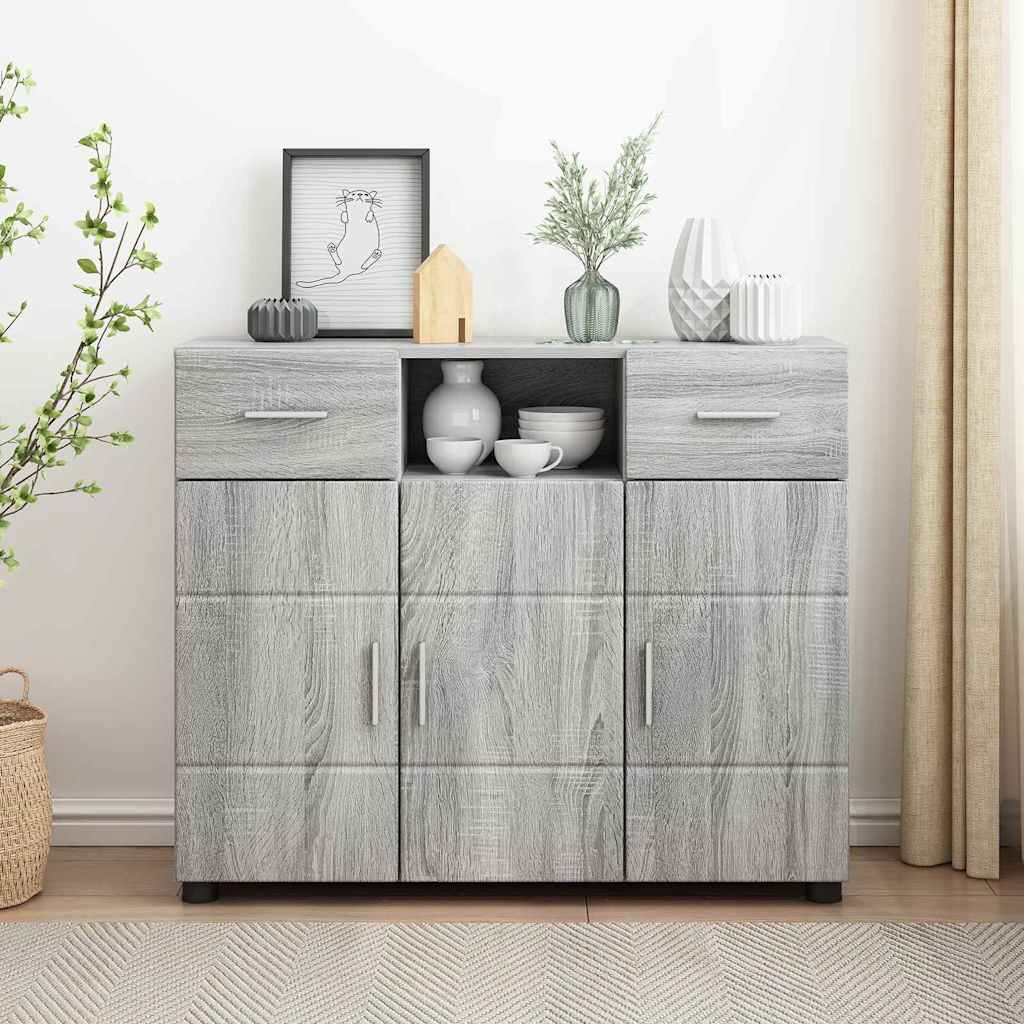 Credenza Grigio Sonoma 88,5 X 30,5 X 73 Cm Legno Multistrato