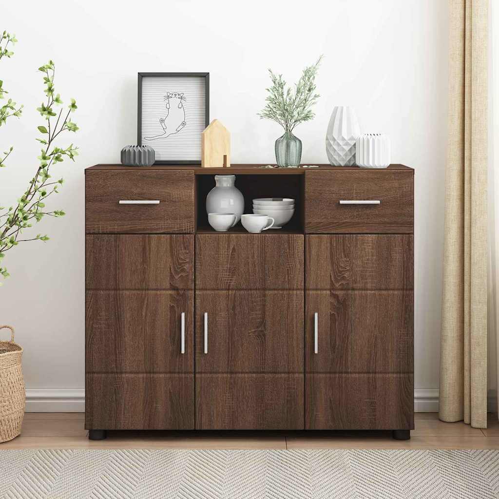 Credenza Rovere Marrone 88,5 X 30,5 X 73 Cm Legno Multistrato